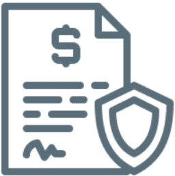 Document with dollar sign and shield icon.
